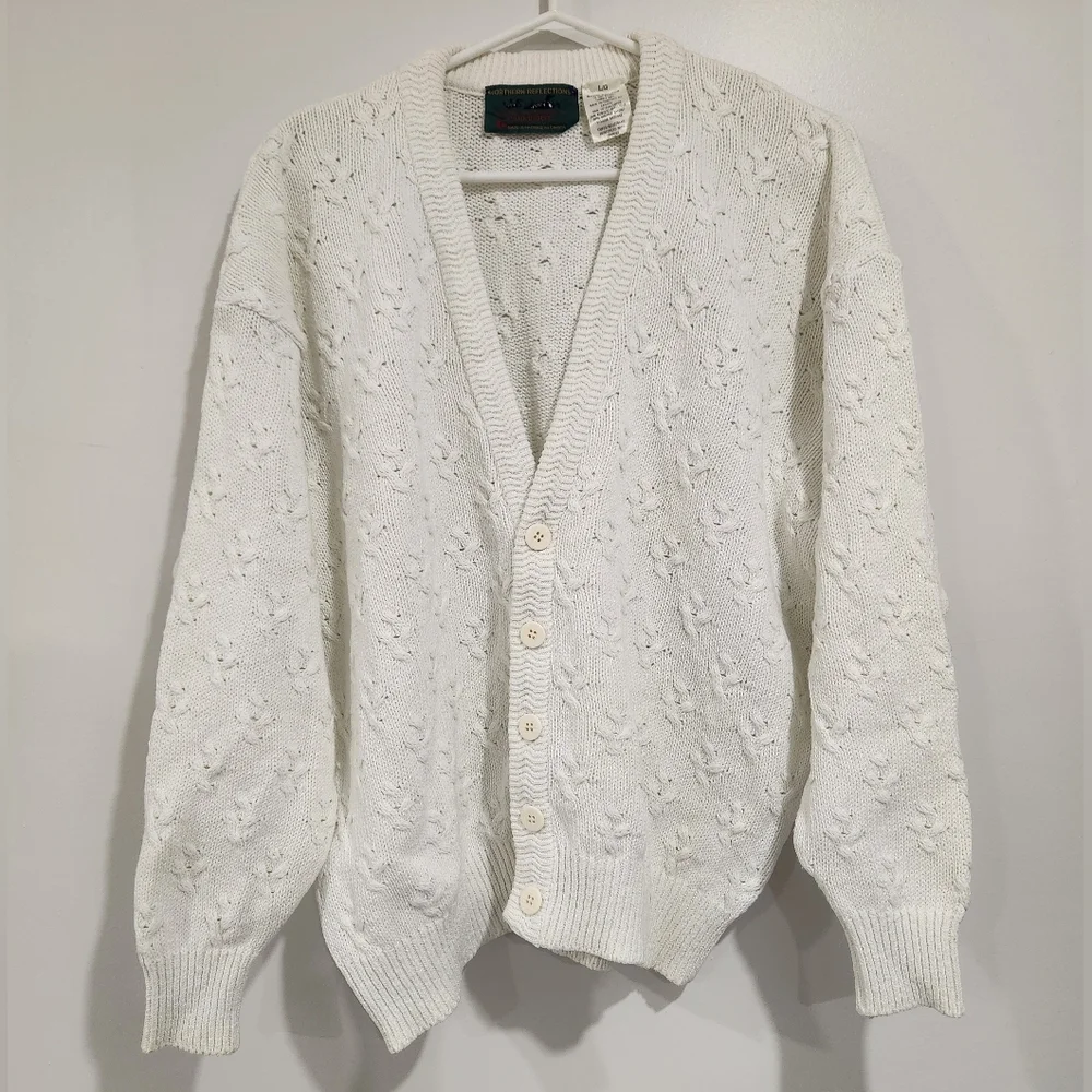Vintage Northern Reflections By Parkhurst White Knit Cardigan - Picture 3 of 16
